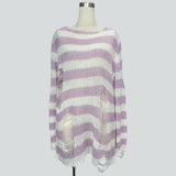 Gothic Punk Hole Stripe Tshirt Women Pastel Goth Fairy Grunge Harajuku Top Oversized Dark Aesthetic Emo alt