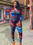 Colorful Wavy Print 2pc Pants