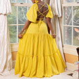 Short Sleeve Open Back Sexy V-Neck Party Long Dress African Plus Size