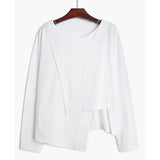 Women Black Big Size Casual Irregular Spliced Cross T-shirt V-Neck Short Sleeve Fashion Tide Spring Summer 2023