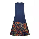 Sleeveless Dress Female Positioning Print Dress Bohemian Retro Long
