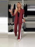 Casual Black And White Striped Suit Suit Women's