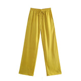 New Pocket Pendent Loose Shirt Elastic Waist Pant Suit-Outfit