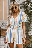Stripe V-Neck Smocked Waist