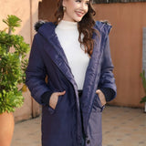 Women's Autumn And Winter New Large-Size Hooded Warm And Slim Down Cotton Jacket With Medium-Long Style-Outfit