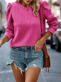 Hoodies Women Autumn Sweet Puff Sleeve Tees Flare Long Sleeve Sweatershirt Tops Elegant Folds Outfits Y2k Tops-Outfit