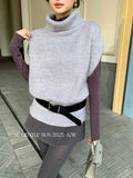 Xixi 2025 Autumn New White Standard Temperament Wool Solid Color Short-Sleeved Knitted Top Does Not Contain