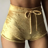 S-XL women velvet drawstring shorts plus size casual high waist 2018 winter sexy skinny booty shorts
