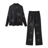 Street Style Beaded Embroidered Shirt With Beaded Embroidered Pants In Spring 2024-Outfit