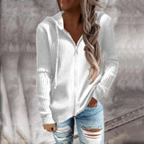 Zipper Cardigan Hooded Sweaters 2022 Autumn Women Ladies Casual Hoodies Loose Long Sleeve Tops Knitted Outerwear