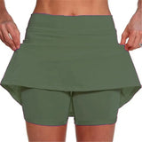 Solid Color Medium Waist Skirt, Exercise Yoga, Three-Point Shorts, Skirt Trousers.-Outfit