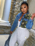 Camo Print Cropped Denim Jean