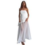 New Women's Wear Bra Sleeveless Mesh Splicing Temperament White
