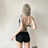 Waste Soil Tattered Back Irregularly Dyed Design Hoodless Sleeve Vest Niche Personality Wear