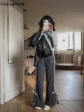 Waist Sweatpants Fashion Joggers Japanese Y2k Wide Leg Pants for Women Bandage Bow Casual Fashion Trousers Pantalon Femme-Outfit