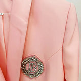 Star New Coat Dress Fashion Double-Dbutled Buckle Of The Verted-Faced Green Fruit Collar Long-Term Suit