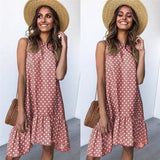 Women Summer Dress Polka Dot Chiffon Sleeveless Beach Mini Casual Yellow Sundress 2021 Fashion Plus Size Dress For