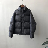 Women's White Duck Down Winter Coat 2022 Winter Standing Collar Short Bread