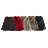 New With Asymmetric Scarf Short Loose Knit
