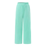 Celmia Fashion Women 2pcs Sets 2022 Summer Casual Loose Holiday Pocket Belted Set Half Sleeve O-neck Top and Wide Leg Pant