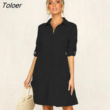 Shirt Dress women Casual Button Turn-down Collar Long Sleeve Ruffles A-line Dress 2021 Spring Woman Pink Party