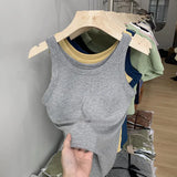 Chest Cushion Threaded Sling Sports Vest Women Wear Sleeveless Sleeveless Jacket With Backing-Proof In Summer-Outfit