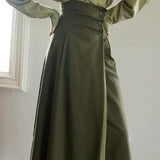 2025 New Elegant Senior Shirt Skirt Tide French Green Asymmetric Collar Retro Suit