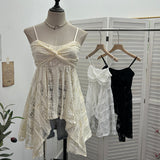 Lace Tling Folded Sling Vest Irregular Skirt Shaved Thin Holiday Wind Sleeveless Top