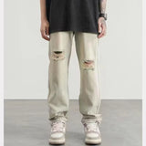 Hole Jeans Spring And Autumn Men's Tide Card Hip-Hop Trend Beggar Trousers 2024 Tide Card-Outfit
