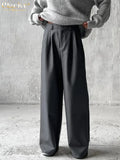 Elegant Loose Gray Pants Women Fashion High Waist Full Length Office Lady Pants Casual Simple Straight Trousers