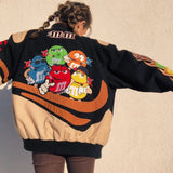Street Printed Brown Oversize Long Sleeve Long Bomber