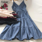 Dress Women Ins A-Line Korean Style Ruffle V-neck Chic Office Ladies Autumn Elegant Retro Casual Thin Loose