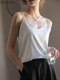 2022 Summer Fashion Silk Vest Tanks Women Basic Satin Sling Tops Versatile Solid Loose Sling Camis Female Tank
