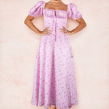 Women's New Broken Flower Collar Sexy Open Fork Spring Dress