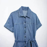 New Literature And Art Vintage Series Denim Short Dress 2553046-Outfit