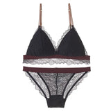 Quality French Bralette Sexy Lace Ultra-Thin Bra Set Women Wire Free Underwear Soft Cup Bras and Brand 4 Color S M L