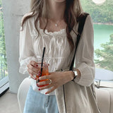 Spring Linen Cotton Shirt Tops Casual Girls White Blouse Women Long Sleeve Korean Women Blouses Femme Soft Blusas
