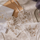 Embroidery Lace Flowers French Underwear Sexy Body Shaping Push Up Bra Set Romantic White Lingerie Bras and Panties