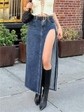 denim skirt with a high side
