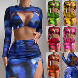 2025 New Bikin Bikin Tie Dye Four-Piece Split Swimsuit
