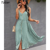 2023 Summer Women Dress Buttons Cotton Midi Sundress Boho Beach Sexy Backless Slip Adjustable Waist Sleeveless
