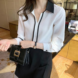 Turn Down Collar Chiffon White Blouse Shirt Tops Long Sleeve Blouse Women Blusa Blusas Mujer De Moda 2021 Blouses