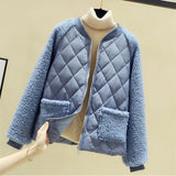 cotton jacket women autumn winter lambswool splice parka plus size loose warm outerwear female cotton-padded jackets