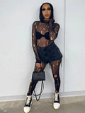 Summer Skinny Pants Women High Waist Hollow Out See Through Leggings Mesh Pants Women Sexy Club Hole Black Trousers