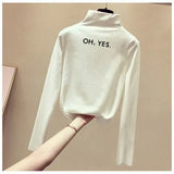 Sweaters Turtleneck 2020 Autumn Winter Tops Sweater Lady Black White Thin Pullover Jumper Knitted Sweater Pull Femme