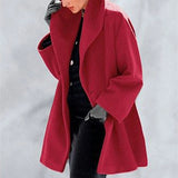 and American women's fashion plus size shawl collar woolen coat women's coat