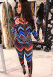 Colorful Wavy Print 2pc Pants