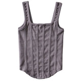 Women Green Irregular Shaped Tank Tops New Square Collar Sleeveless Personality Fashion Tide Spring Summer 2023