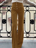 Celmia Elegant Wide Leg Pants 2022 Fashion Women High Waist Buttons Long Trousers Casual Streetwear Solid Party Pantalon