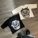 Dress Y2k Long Cartoon Pattern T-Shirt Hip-Hop Harajuku Fashion Men's Casual Round Collar Gothic Short Sleeves-Outfit